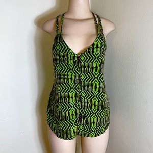 Bright Optical Illusion Chevron Strappy Aztec Tank
